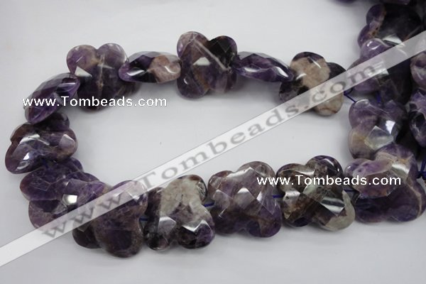 CFG917 30*33mm faceted & carved butterfly dogtooth amethyst beads