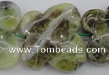 CFG938 15.5 inches 30*33mm carved butterfly yellow & green opal beads