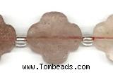CFG995 15 inches 16mm - 17mm carved flower strawberry quartz beads