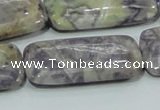 CFJ09 15.5 inches 20*40mm rectangle natural purple flower stone beads