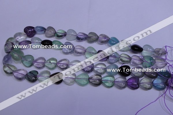 CFL1054 15 inches 14*14mm heart natural fluorite gemstone beads