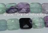 CFL319 15.5 inches 14*14mm faceted square natural fluorite beads