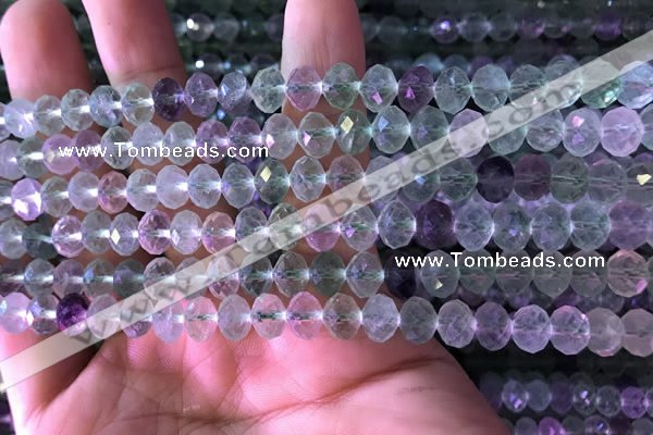 CFL415 15.5 inches 6*8mm faceted rondelle fluorite gemstone beads