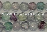 CFL491 15.5 inches 10mm carved flower natural fluorite beads