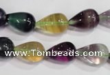 CFL765 15.5 inches 8*12mm teardrop rainbow fluorite gemstone beads