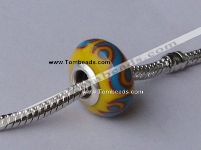 CFP06 20pcs 9*15mm roundel alloy core fimo polymer clay European beads