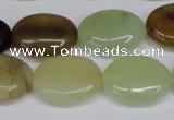 CFW129 15.5 inches 15*20mm flat oval flower jade gemstone beads