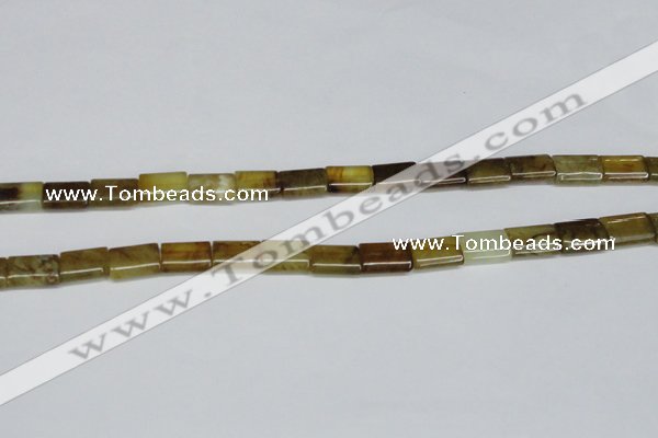 CFW141 15.5 inches 10*14mm flat tube flower jade gemstone beads