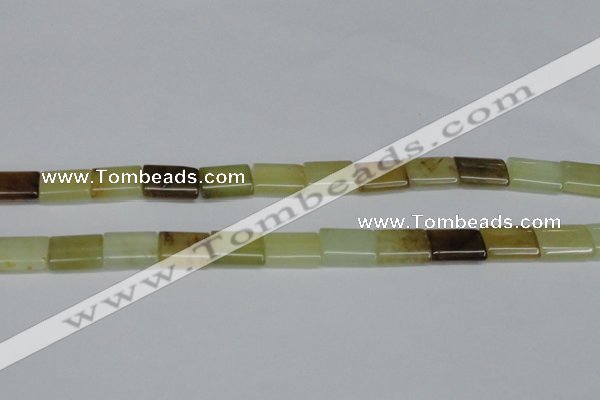 CFW143 15.5 inches 13*18mm flat tube flower jade gemstone beads