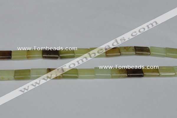 CFW144 15.5 inches 15*20mm flat tube flower jade gemstone beads