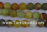CFW201 15.5 inches 6mm round matte flower jade beads wholesale