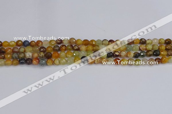 CFW210 15.5 inches 4mm faceted round flower jade beads