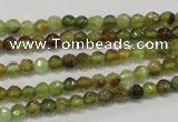 CGA122 15.5 inches 4mm faceted round natural green garnet beads