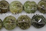 CGA143 15.5 inches 16mm flat round natural green garnet beads wholesale