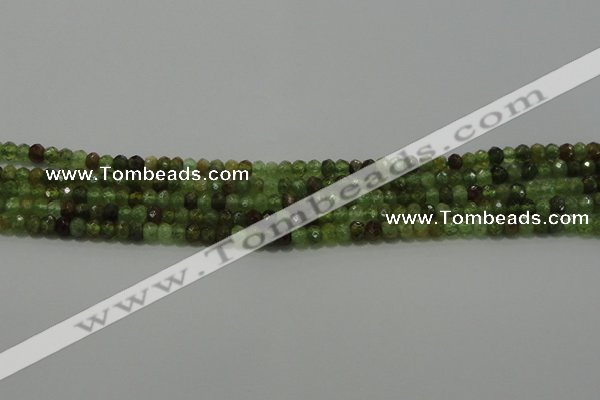CGA145 15.5 inches 2.5*4mm faceted rondelle natural green garnet beads