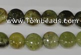 CGA212 15.5 inches 12mm flat round natural green garnet beads