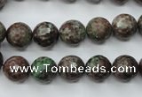 CGA314 15.5 inches 12mm faceted round red green garnet gemstone beads