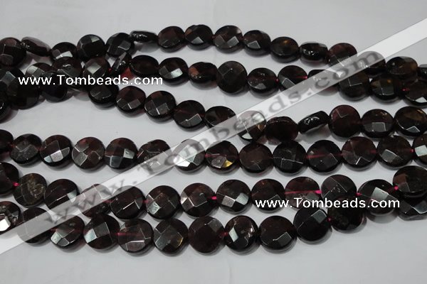 CGA476 15.5 inches 8mm faceted coin natural red garnet beads