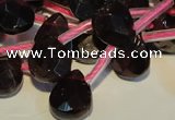 CGA486 Top-drilled 7*9mm faceted briolette natural red garnet beads