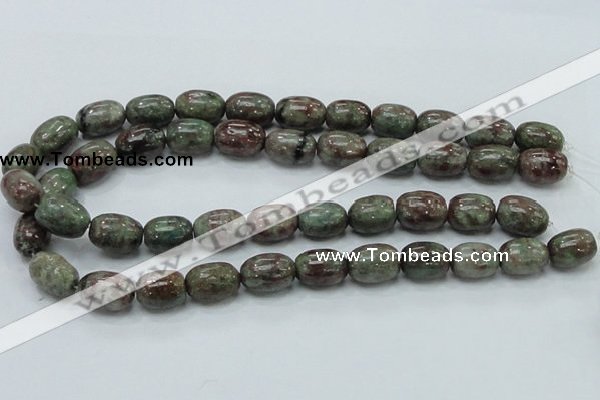 CGA54 15.5 inches 12*16mm egg-shaped red green garnet gemstone beads