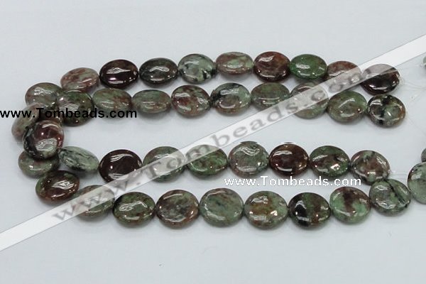CGA60 15.5 inches 20mm flat round red green garnet gemstone beads