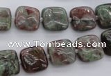 CGA63 15.5 inches 12*12mm square red green garnet gemstone beads