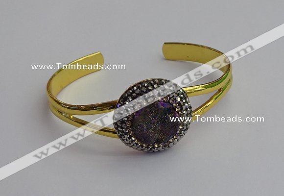 CGB2032 25mm coin plated druzy agate bangles wholesale