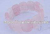 CGB250 8 inches 18*25mm faceted rectangle rose quartz gemstone bracelet