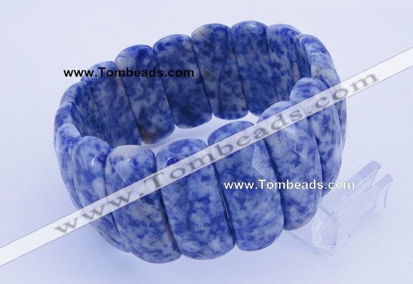 CGB298 8 inches 12*30mm faceted rectangle blue spot gemstone bracelet