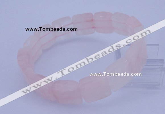 CGB313 7.5 inches 13*13mm faceted square rose quartz gemstone bracelet