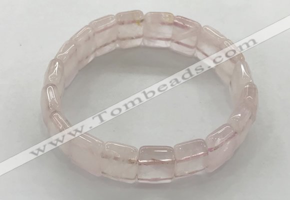 CGB3421 7.5 inches 12*15mm faceted rectangle rose quartz bracelets