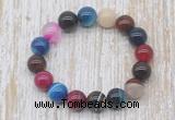 CGB5340 10mm, 12mm round colorful banded agate beads stretchy bracelets
