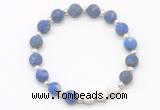 CGB8210 8mm matte lapis lazuli & white lava beaded stretchy bracelets