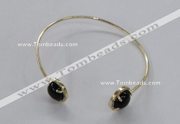 CGB851 10mm flat round agate gemstone bangles wholesale