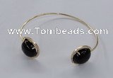 CGB856 15mm flat round agate gemstone bangles wholesale