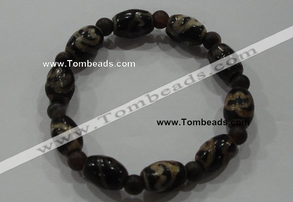 CGB96 Tibetan agate dZi beads & agate beads stretchy bracelet