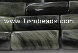 CGH60 15.5 inches 15*22mm faceted tube green hair stone beads