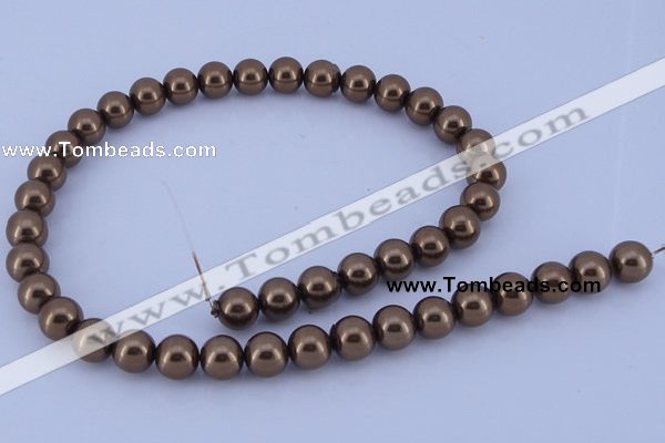 CGL105 5PCS 16 inches 10mm round dyed glass pearl beads wholesale