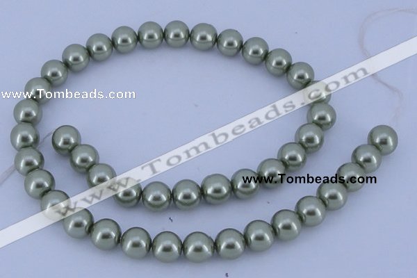 CGL205 5PCS 16 inches 10mm round dyed glass pearl beads wholesale