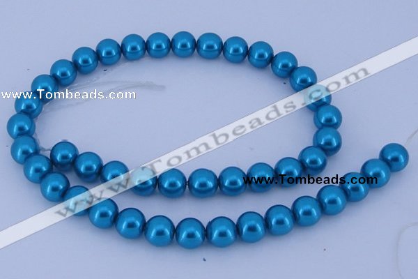 CGL258 5PCS 16 inches 16mm round dyed glass pearl beads wholesale