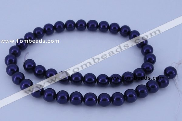 CGL277 5PCS 16 inches 14mm round dyed glass pearl beads wholesale