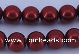 CGL326 5PCS 16 inches 12mm round dyed glass pearl beads wholesale