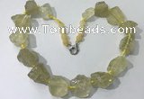 CGN142 19.5 inches 10*14mm - 20*30mm nuggets lemon quartz necklaces
