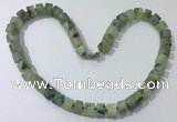 CGN175 20 inches 7*12mm - 9*12mm tyre matte prehnite necklaces
