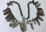 CGN188 23 inches 8*20mm - 11*60mm smoky quartz stick necklaces