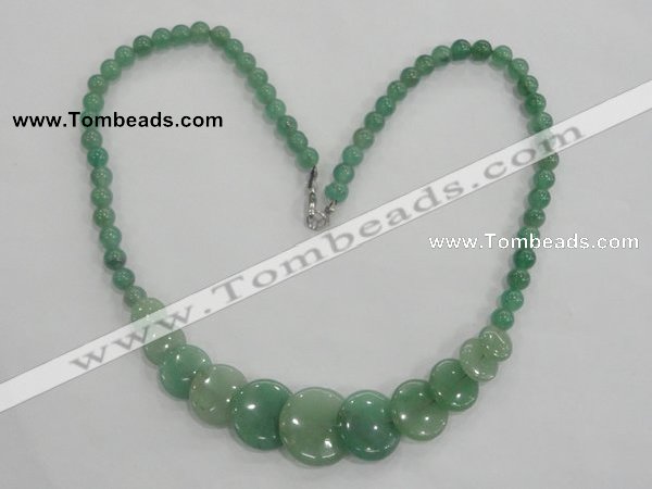 CGN19 18.5 inches round & flat round green aventurine beads necklaces