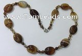 CGN216 22 inches 6mm round & 18*25mm oval agate necklaces