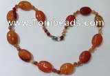 CGN218 22 inches 6mm round & 18*25mm oval agate necklaces