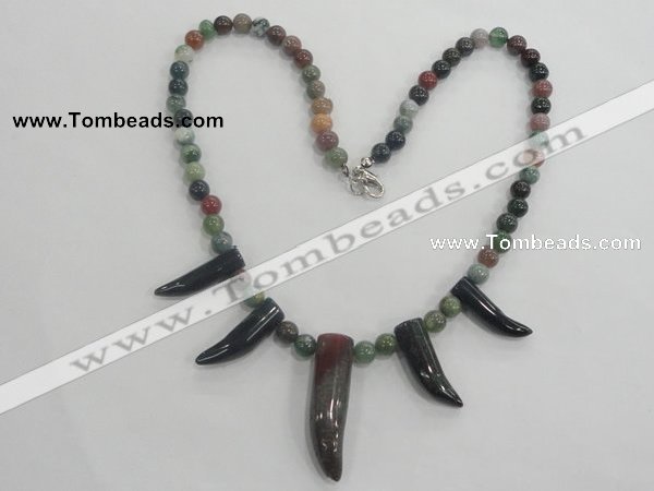 CGN22 18.5 inches round & talon moss agate gemstone beads necklaces