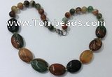 CGN256 20.5 inches 8mm round & 18*25mm oval agate necklaces